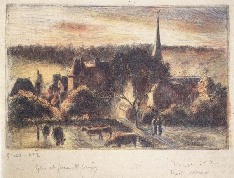 Camille Pissarro Church and farm at Eragny-sur-Epte oil painting image
